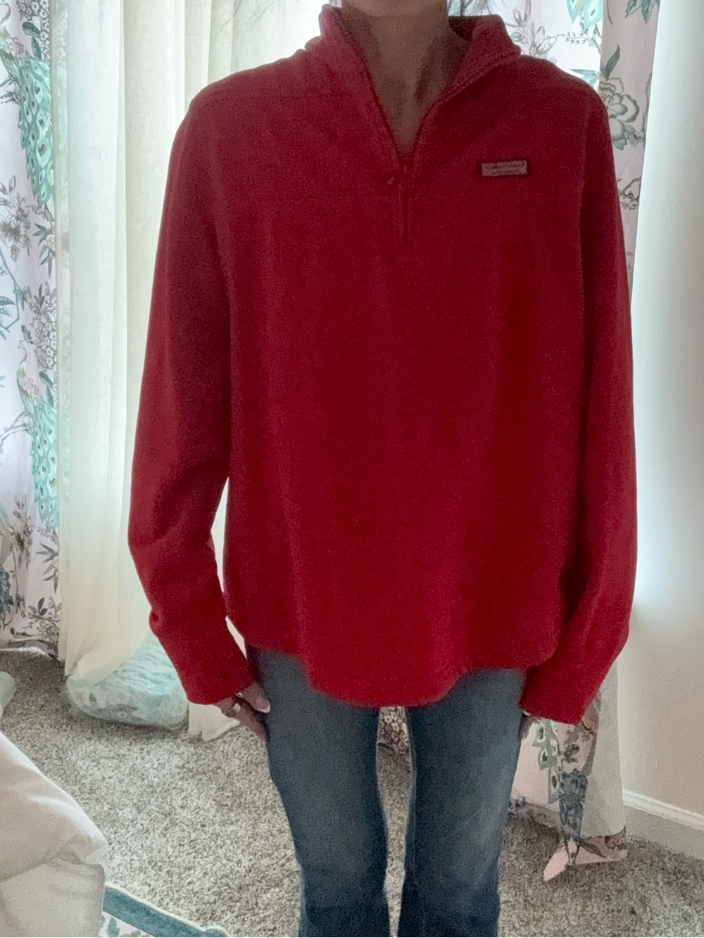 Vineyard Vine Women's Red Half-Zip Fleece Pullover
